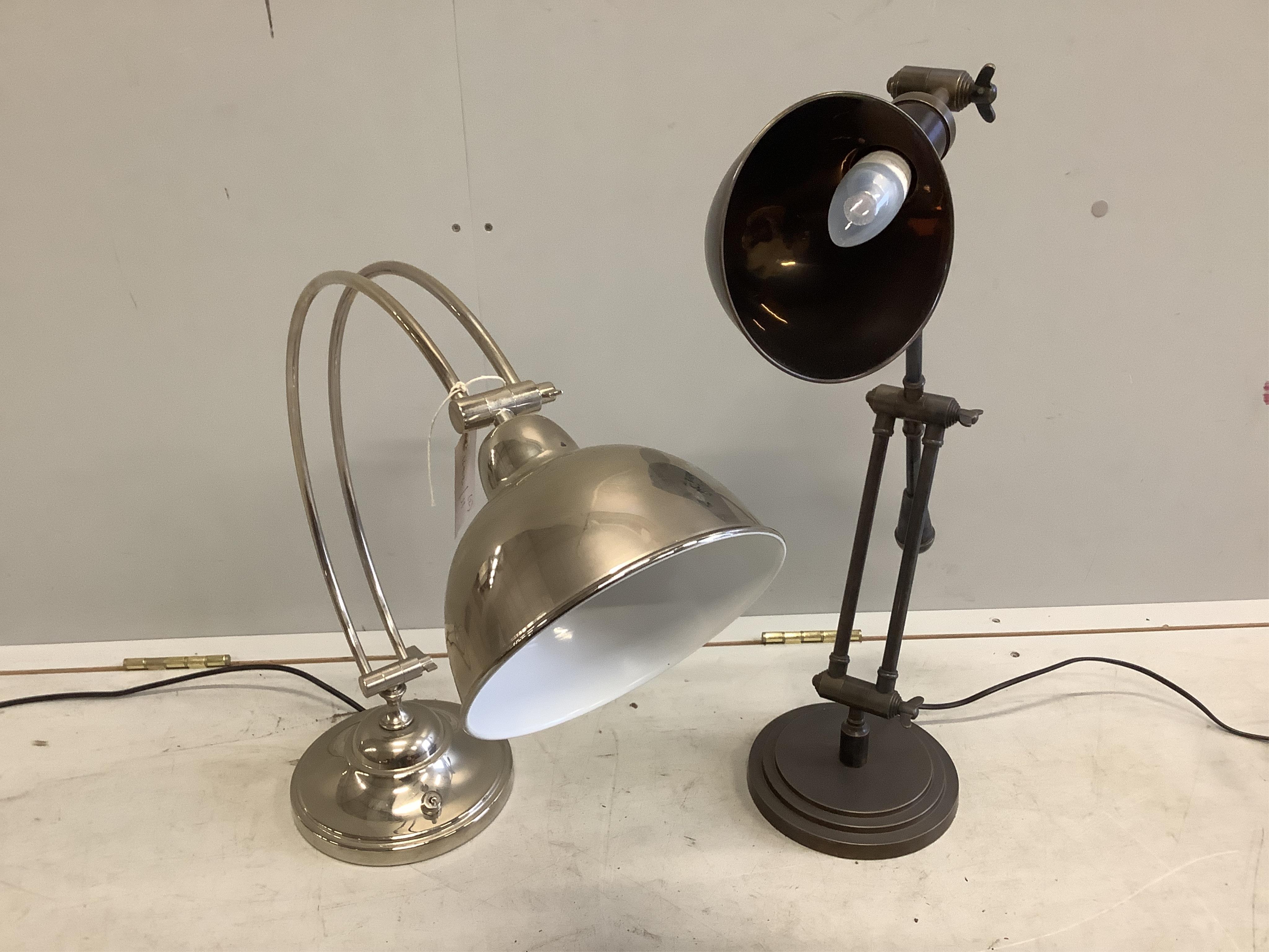 Two Contemporary metal adjustable reading lamps. Condition - good